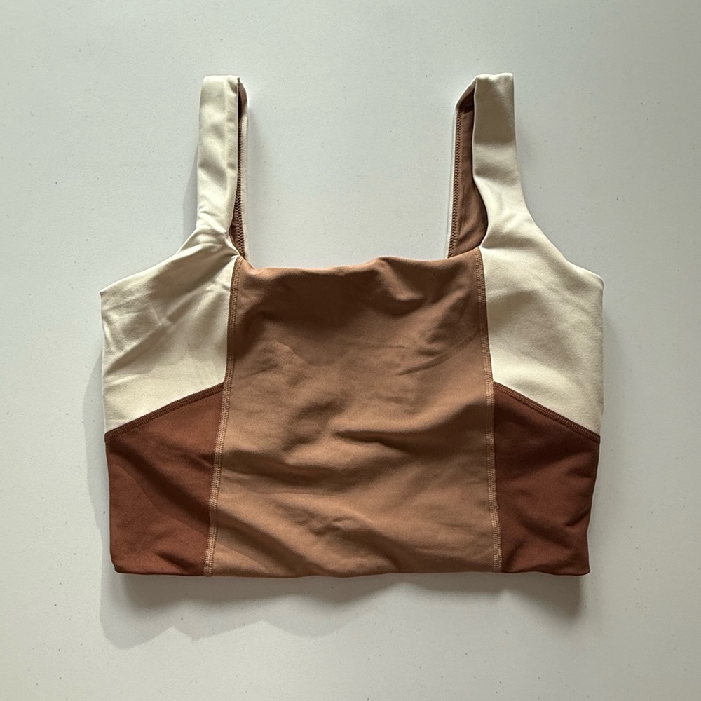 Abercrombie & Fitch Brown and Cream Sports Bra